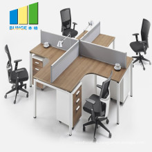 Modern Fashionable Office Furniture Converter Workstation 4 People Office Desk With Partition